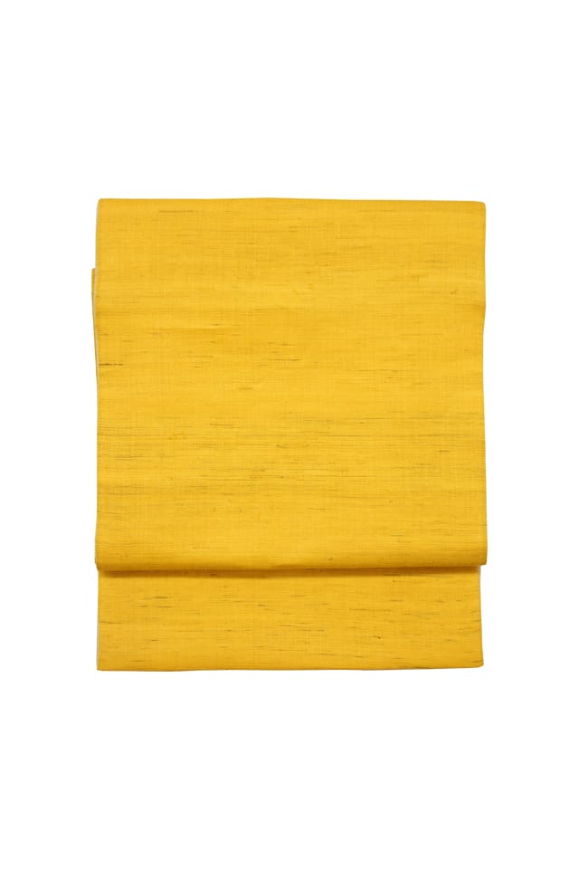 【麻八寸帯】 黄色×生成