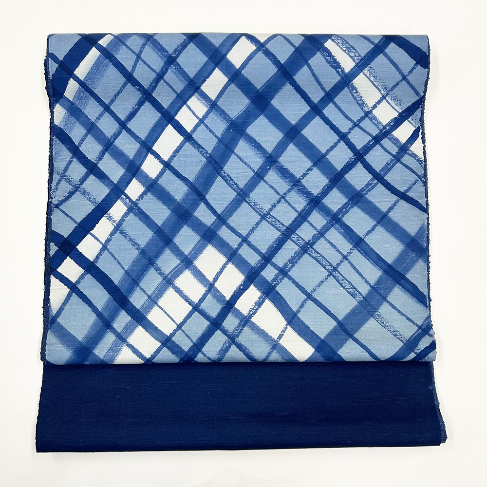 『染名古屋帯』斜め格子