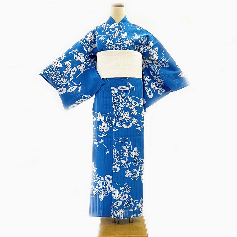 『アウトレットプレタ』かげろう地染ゆかた　朝顔2ブルー