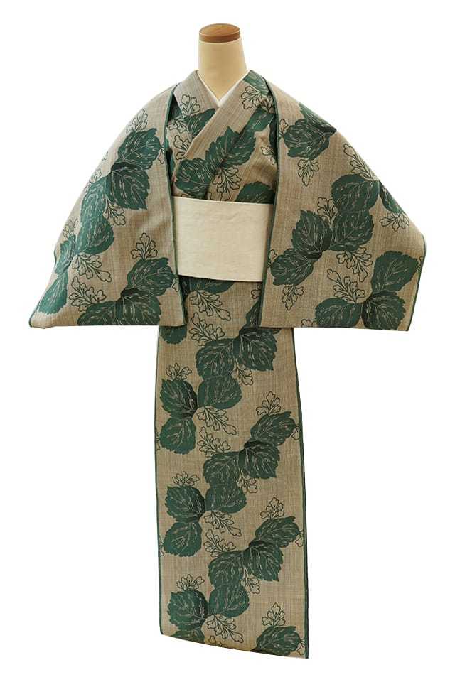 反物】女性 『松煙染小紋』桐 グリーン 