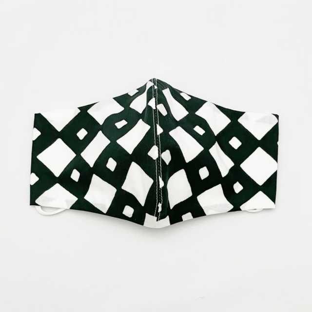 【竺仙マスク】 『コーマ生地』釘抜(緑）