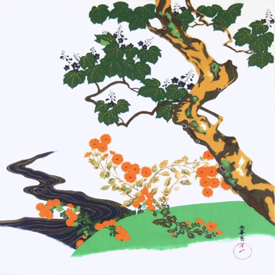 【お膳掛】桐に菊