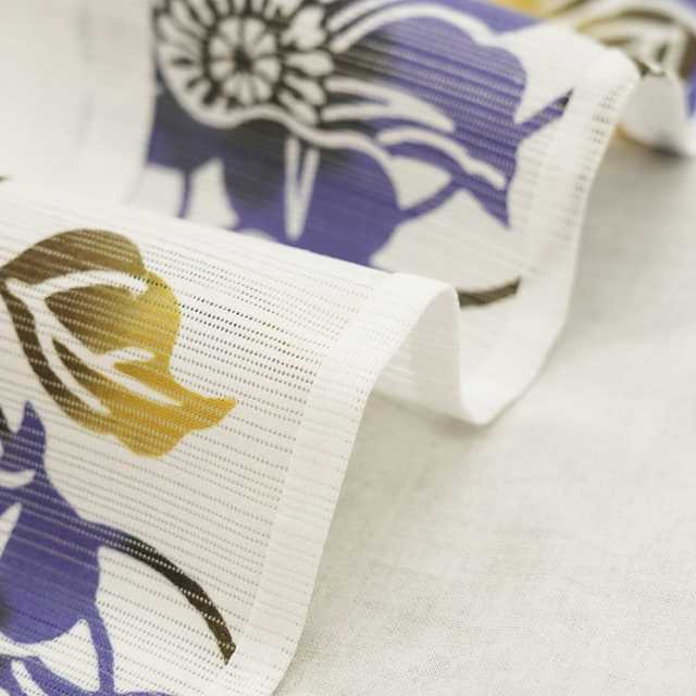 浴衣プレタ】女性 『綿絽白地』鉄線 青紫 ＜Mサイズ＞ 