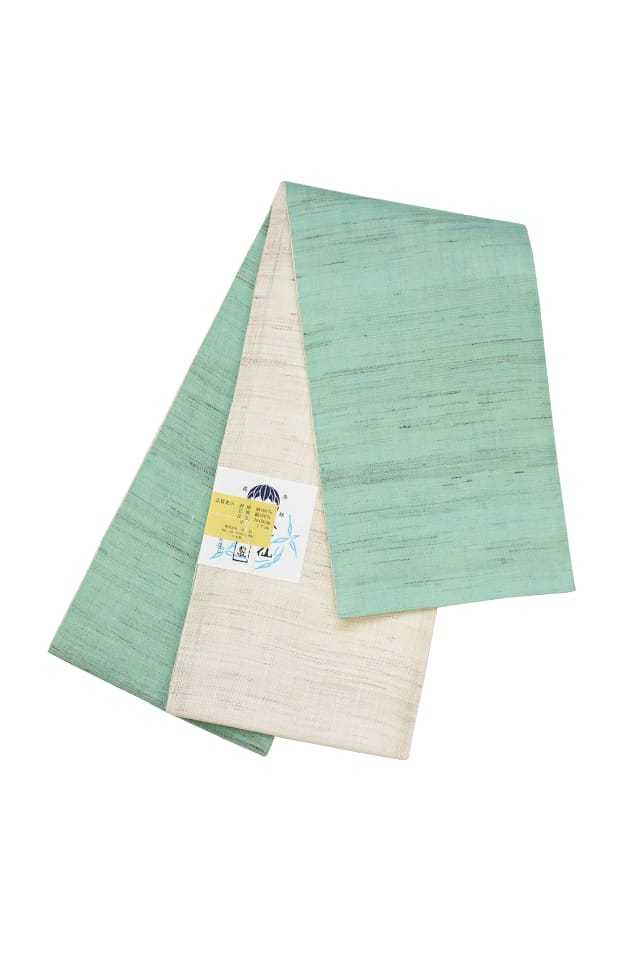 【新品】竺仙　麻　半巾帯　ミント 麻半巾帯】 ミント×生成