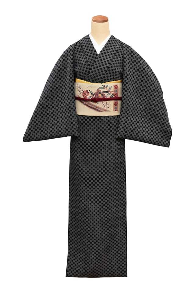 『江戸小紋』市松(錐彫中柄) 黒