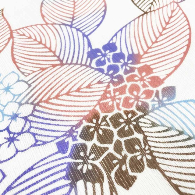 綿絽白地』紫陽花 ピンク紫ぼかし