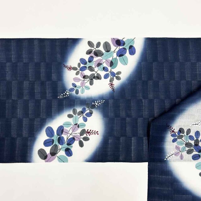 名古屋帯 手描き 地紙に美しい辻が花模様 薄卵色 縮緬 O-3878（染帯  