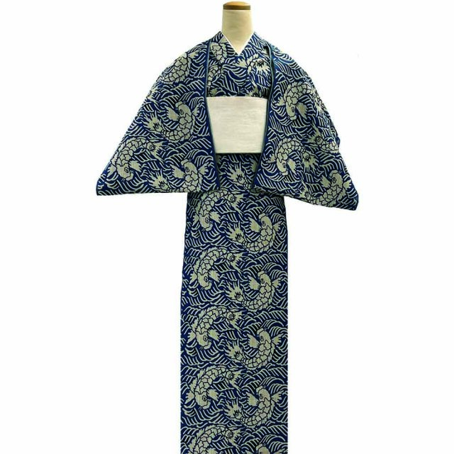 ☆*☆様 奥州小紋　浴衣 竺仙 奥州小紋浴衣(菖蒲・錆藍地) - 染と織たかはしオンライン