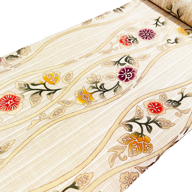 玉むし』茶紬 立涌更紗