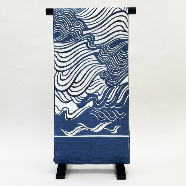 型絵染麻名古屋帯』大波