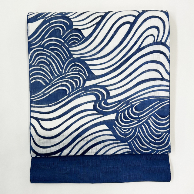 型絵染麻名古屋帯』大波