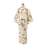 【浴衣プレタ】女性 『玉むし：綿芭蕉』小花に雪輪 ＜Mサイズ＞
