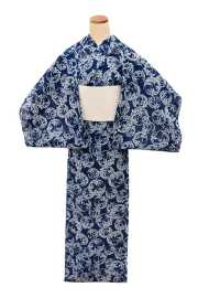 【反物】女性 『紅梅長板本染中形』地染　花の丸（蘭）