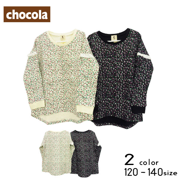 【30%OFFSALE】chocola(ショコラ)小花総柄チュニックＴシャツ【メール便送料無料】