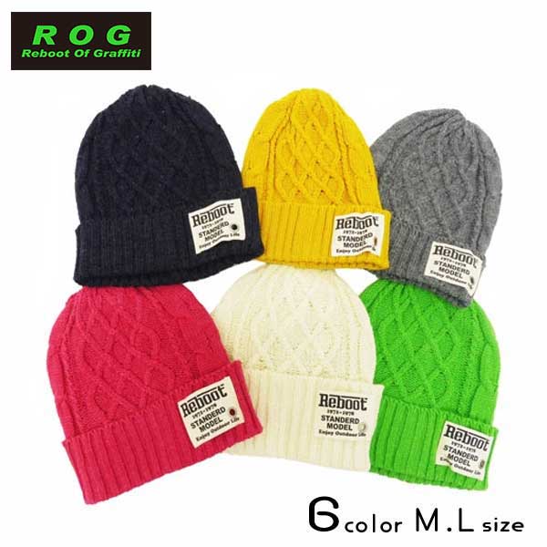 【2025秋冬新作】R.O.G(アールオージー)ロゴワッペン付きニット帽【メール便送料無料】