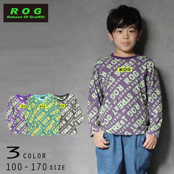 【30%OFFSALE】R.O.G Reboot(リブート)ロゴ総柄プリント長袖Ｔシャツ【メール便送料無料】
