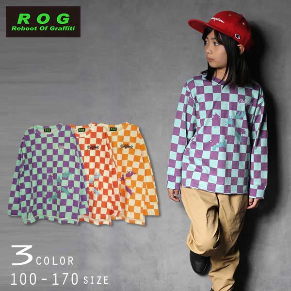 【30％OFFSALE】R.O.G Reboot(リブート)ブロックチェック柄ビックロングＴシャツ【メール便送料無料】