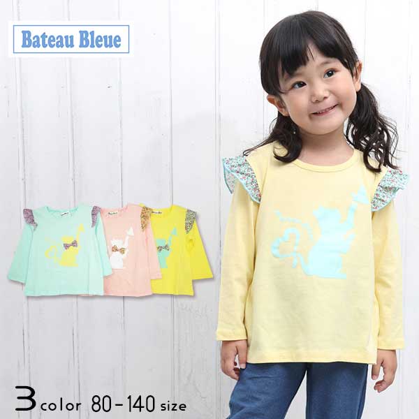 【30％OFFSALE】Bateau Bleue(バトーブルー)ネコプリント長袖Ｔシャツ【メール便送料無料】