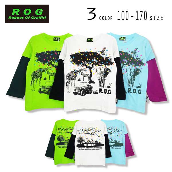 【30％OFFSALE】R.O.G Reboot(リブート)アニマルプリントレイヤードＴシャツ【メール便送料無料】