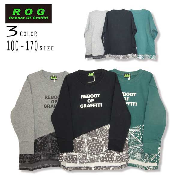 【30％OFFSALE】R.O.G Reboot(リブート)バンダナ柄切替ビックロングＴシャツ【メール便送料無料】