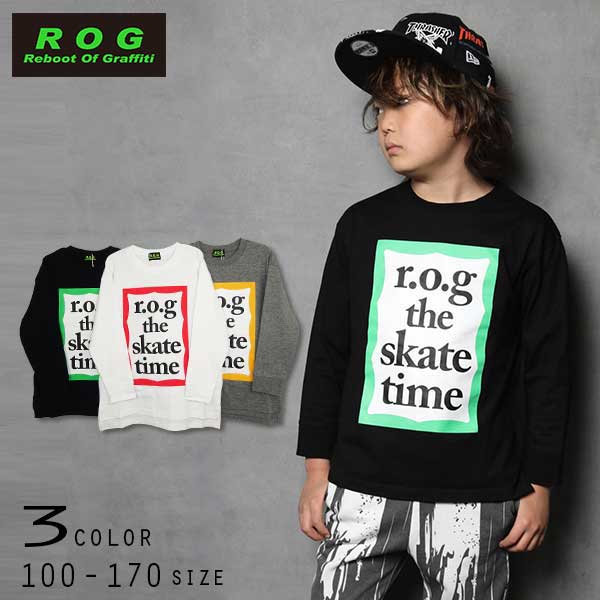 【30％OFFSALE】R.O.G Reboot(リブート)額縁風ロゴビックロングＴシャツ【メール便送料無料】