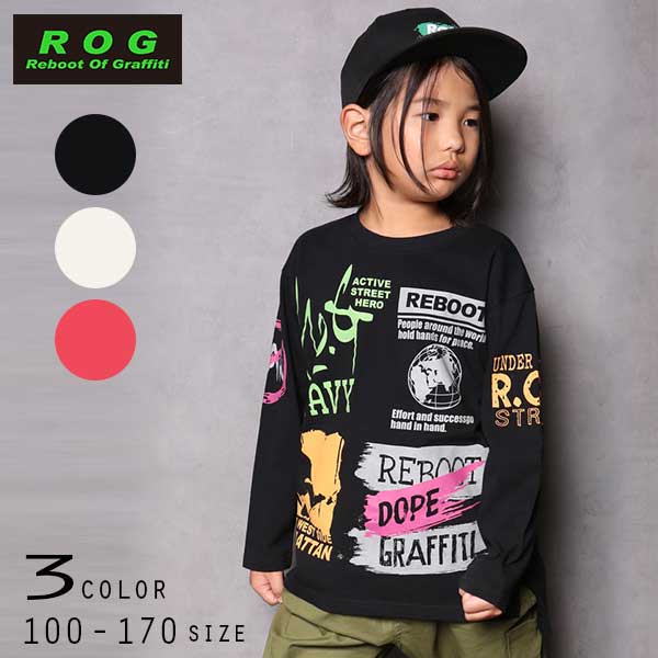R.O.G(アールオージー)ロゴプリントビックロングＴシャツ【メール便送料無料】