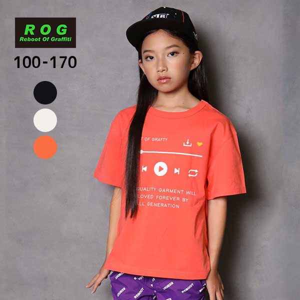 【SALE】R.O.G(アールオージー)再生ボタンプリントビック半袖Ｔシャツ【メール便可能】
