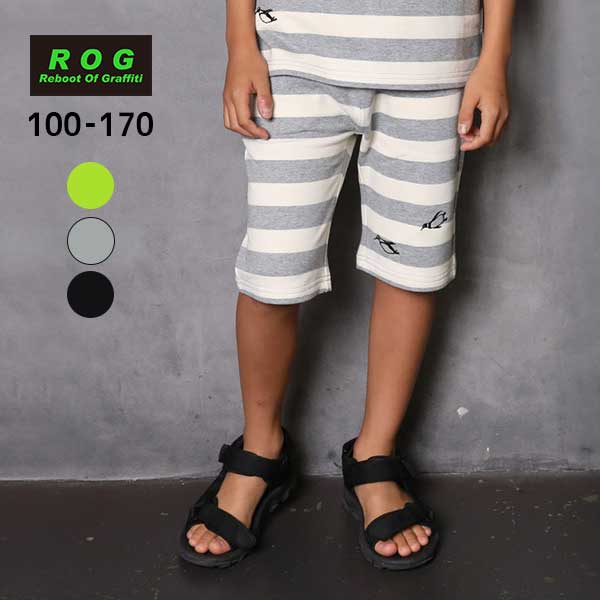 【SALE】【2025夏物新作】R.O.G(アールオージー)ペンギン＆ボーダーハーフパンツ【メール便送料無料】