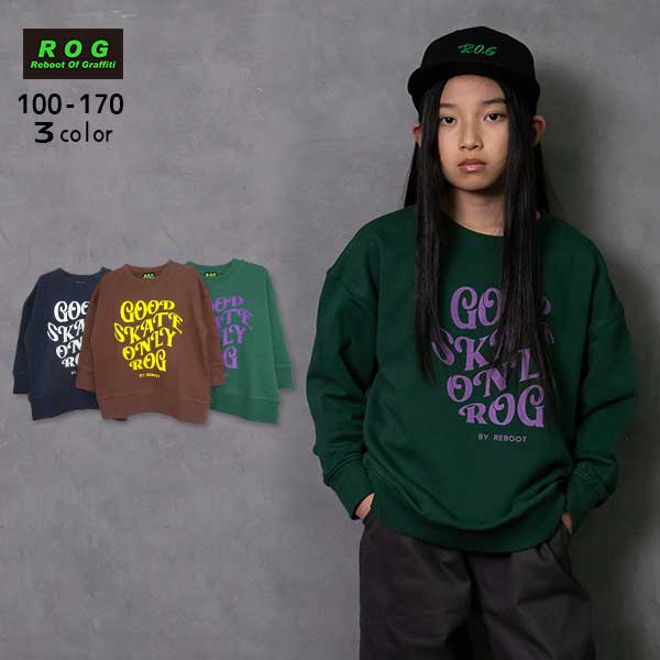 R.O.G(アールオージー)ロゴプリントビックトレーナー【メール便送料無料】