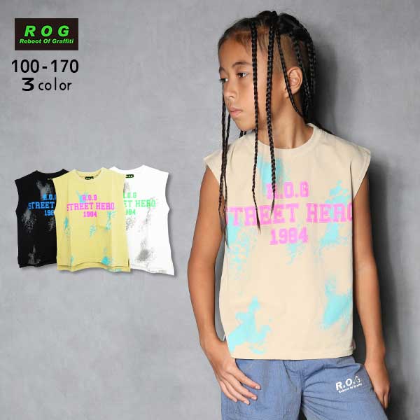 【SALE】【2025夏物新作】R.O.G(アールオージー)ロゴプリントビッグノースリーブTシャツ【メール便送料無料】