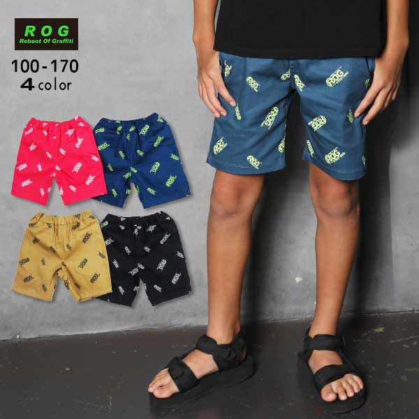 【SALE】【2025夏物新作】R.O.G(アールオージー)ロゴ総柄ハーフパンツ【メール便可能】