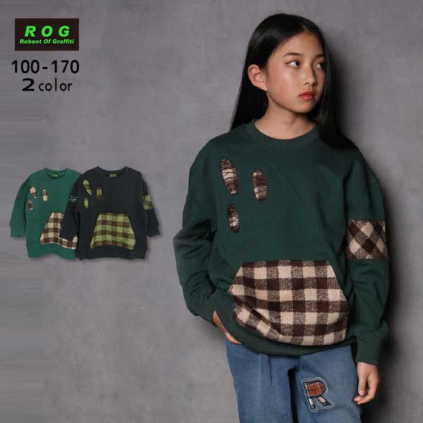 【2025秋冬新作】R.O.G(アールオージー)チェック柄ビックトレーナー【メール便送料無料】