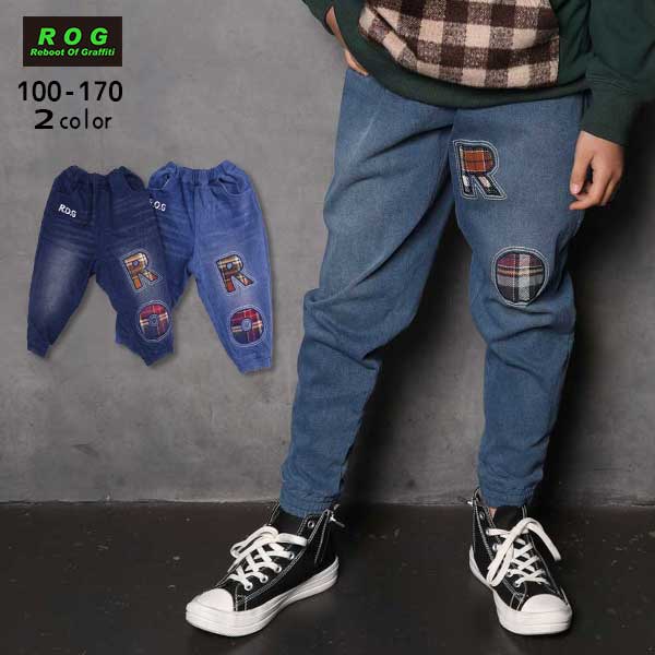 【2025秋冬新作】R.O.G(アールオージー)ロゴ入りデニムロングパンツ【メール便送料無料】