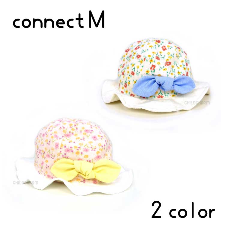 【日本製】connect M(コネクトエム)花柄つば広ハット【UVカット】【メール便送料無料】