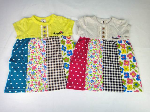 【ＳＡＬＥ！！４０％ＯＦＦ！！】ｃｈｏｃｏｌａ(ショコラ)パッチワーク切替半袖ワンピース