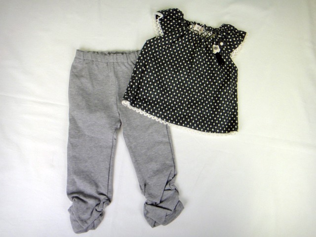 【お買い得品！！】Ｂ＆ＡＨ(ビーアンドエーエイチ)ドット柄フレンチスリーブ＆スパッツセット☆モクグレー