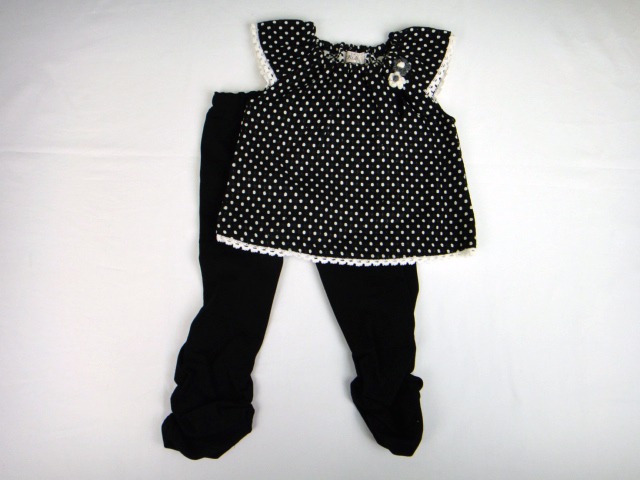 【お買い得品！！】Ｂ＆ＡＨ(ビーアンドエーエイチ)ドット柄フレンチスリーブ＆スパッツセット☆ブラック