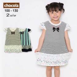 【SALE】chocola(ショコラ)ボーダー＆ストライプ切替ワンピース【メール便送料無料】