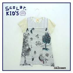 【30%OFFSALE】ＳｃｏＬａｒ(スカラー)ボーダーメルヘン柄ワンピース【メール便可能】