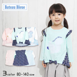 【20%OFFSALE】Bateau Bleue(バトーブルー)リスプリント切替チュニック【メール便送料無料】