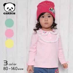 【20%OFFSALE】ＧＡＲＡＣＨ(ギャラッチ)パンダちゃん刺繍＆レース襟長袖Ｔシャツ【メール便送料無料】