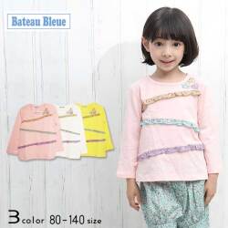 【30％OFFSALE】Bateau Bleue(バトーブルー)花柄フリル長袖Ｔシャツ【メール便送料無料】