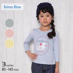 【20%OFFSALE】Bateau Bleue(バトーブルー)ケーキ＆うさぎプリント長袖Tシャツ【メール便送料無料】