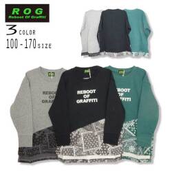 【30％OFFSALE】R.O.G Reboot(リブート)バンダナ柄切替ビックロングＴシャツ【メール便送料無料】
