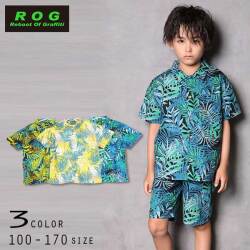 【20％OFFSALE】R.O.G Reboot(リブート)リーフ柄半袖シャツ【メール便送料無料】