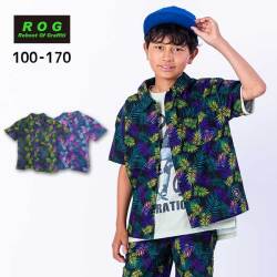 【20％OFFSALE】R.O.G(アールオージー)リーフ総柄半袖シャツ【メール便可能】