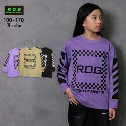 R.O.G(アールオージー)スクエアロゴ刺繍ビック長袖Ｔシャツ【メール便送料無料】