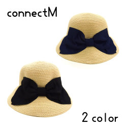 【洗えるブレード】connect M(コネクトエム)バックリボンつば広ハット【メール便不可】