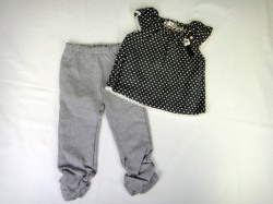 【お買い得品！！】Ｂ＆ＡＨ(ビーアンドエーエイチ)ドット柄フレンチスリーブ＆スパッツセット☆モクグレー