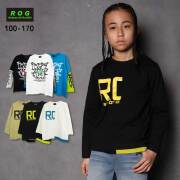 【SALE】R.O.G(アールオージー)手書き風＆切替ロゴ長袖Ｔシャツ【メール便送料無料】